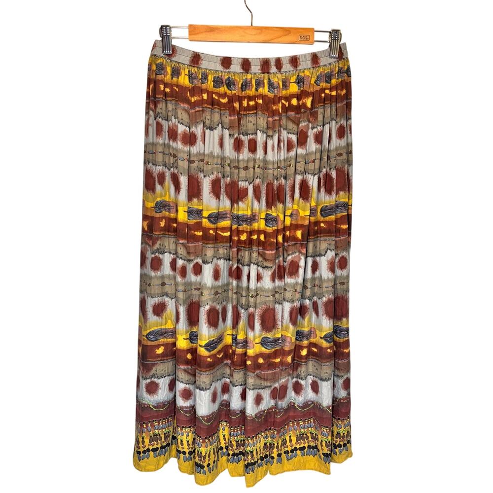 Eddie Bauer Vintage Silk Boho Southwestern Print Maxi Skirt - size Small Petite